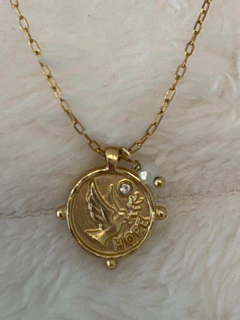 Spartina 449 Crystal & 14k Gold-Plated 'Hope' Dove Pendant Necklace 18"
